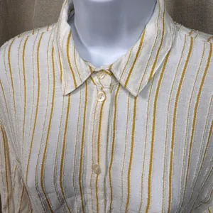 Anthropologie Striped Textured Tie Front Shirt 6 Academia Preppy Boho Hippie‎ thumbnail 10