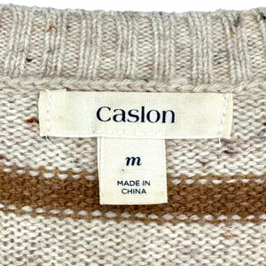 Caslon M Wool Blend Beige Tan Stripe Long Sleeve Crew Neck Sweater Knit Pullover thumbnail 6