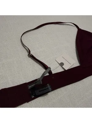 Anthropologie Burgundy Plum Velvet Triangle Spaghetti Strap Unlined Bralette NWT thumbnail 5