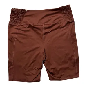 Maurices Luxe Pocket 8in Biker Brown Shorts Size L Super High Rise Stretch thumbnail 4
