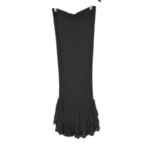 Beach Riot Black Pointelle Knit Ruffle Tiered Mermaid Maxi Skirt Medium‎ Beachy thumbnail 2