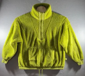 3063 | JoyLab Neon Lime High Pile Fleece Quarter Zip Pullover Womens Small thumbnail 1
