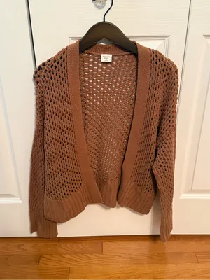 Abercrombie & Fitch Tan Open Knit Cardigan thumbnail 2