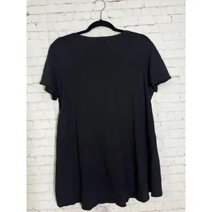 Fresh Produce Luna Top Black Cotton Slub Scoop Neck Tee XXL 22072 Made in USA‎ thumbnail 3