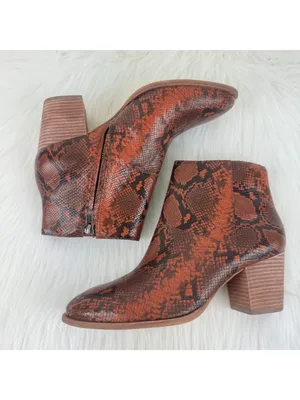 NWOB Madewell The Rosie Snake Embossed Leather Ankle Boots US 8.5 Dark Cinnabar thumbnail 2