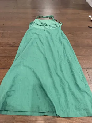 Zara Women's Green Linen Halter Dress NWT Large - C11-736 thumbnail 10