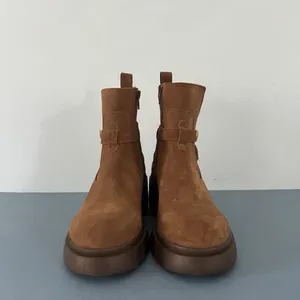 Steve Madden Coletta Lug Sole Tan Suede Buckle Ankle Booties‎ thumbnail 2
