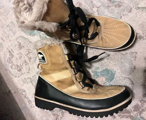 SOREL Women's US 9 Waterproof Tan Black Insulated Mid Calf Boots Fur Top thumbnail 1