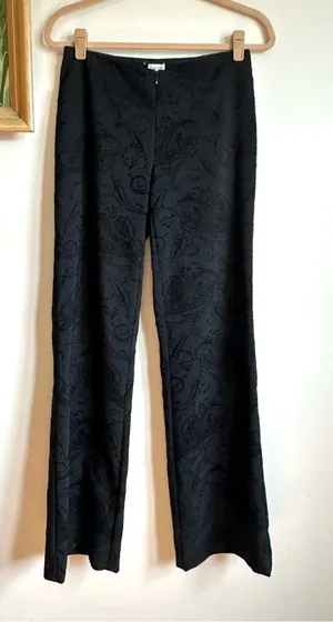 Cache Vintage Tonal Paisley Jacquard Pants Womens 4 Black thumbnail 1