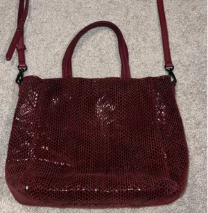 Sorial Burgundy Leather Textured Crossbody Tote Bag thumbnail 2