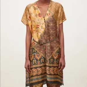 ZARA Women's Designer Bohemian Hippie Tunic Paisley Kaftan Belt thumbnail 3