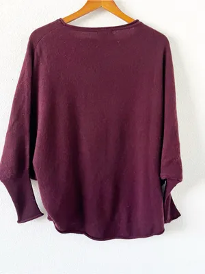 Quince Mongolian Cashmere Batwing Burgundy Oversized Dolman Sweater thumbnail 8