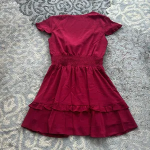 Pretty Garden Tie Front Ruffle Dress Maroon Large thumbnail 5