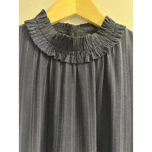 GLAM Navy Blue Tiered Mock Neck Mini Dress Sleeveless Ruffle Babydoll Size M thumbnail 10