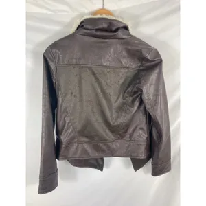 JACK Faux Leather Draped Front Fur trim Jacket Size Small thumbnail 4
