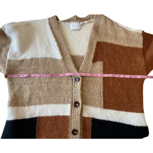 Lush Womens Multicolor Colorblock Knit Cardigan Sweater Button Front Relaxed Fit thumbnail 11