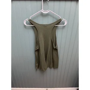 Free People Olive Green Ribbed Racerback Tank Top Medium Made in USA thumbnail 3