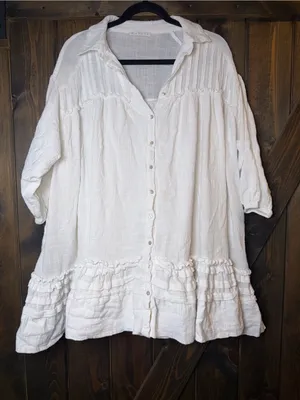 Karlie Babydoll Puff Sleeve Ruffle Oversized Dress Boho Cottagecore M‎ thumbnail 1