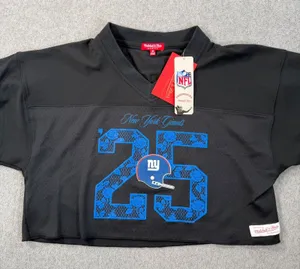 Mitchell & Ness NFL Cropped Jersey New York Giants Anthropologie Women's Medium thumbnail 1