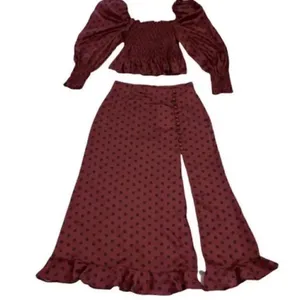 Zara MIDI Polka Dot Mauve & Olive Green Skirt Set(Size XS) thumbnail 3