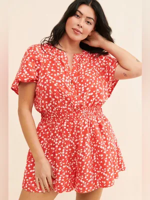 Anthropologie Somerset Linen Edition Red Romper L thumbnail 2