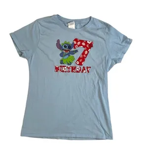 Disney’s Lilo and Stitch “7th Birthday” Kids T‑Shirt with Hula Stitch thumbnail 1