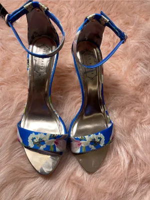 Ted Baker London Blue Floral Ankle-Strap Stiletto wedding quest Heels size 39 thumbnail 5