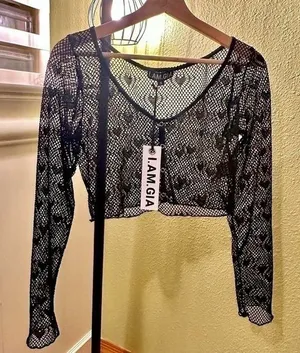 Domitilla I.AM.GIA Black Crochet Top thumbnail 1