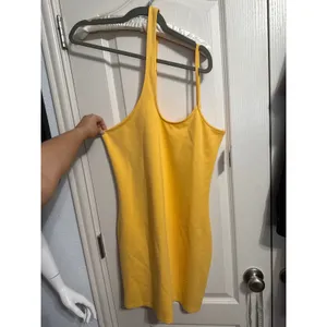 Abercrombie & Fitch Yellow One Shoulder Asymmetric Mini Dress Bodycon Minimalist thumbnail 3