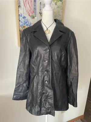 Wilsons Leather 90s Y2K Pelle Studio Black Sleek Jacket Medium thumbnail 1