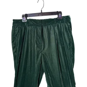 Old Navy Green Velvet Wide Leg Pants Womens L Taylor Trouser Holiday Flare thumbnail 3
