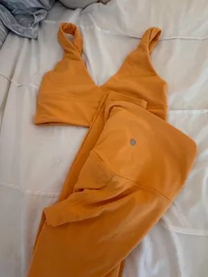 Lululemon Orange Align V-Neck Sports Bra Size 2 & Align 28’ Size 4 Legging Set thumbnail 1