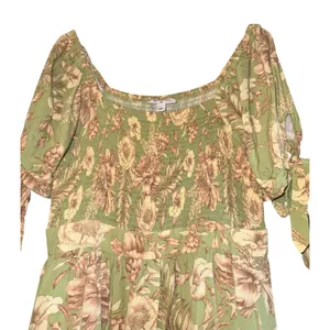 Agua Bendita Target Smocked Floral Puff Tie Sleeve Mini Dress LG‎ Tiered Cottage thumbnail 4
