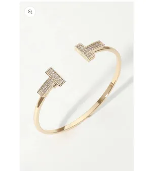 Stone Paved T Tip Cuff Bracelet thumbnail 3