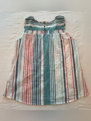 Aventura Organic Cotton Striped Tank Top Medium Sleeveless Boho Coastal thumbnail 4