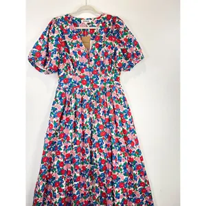 NEW Boden Midi Dress Pink Lillian Cotton Floral V Neck Puff Sleeve Boho US 10 thumbnail 8