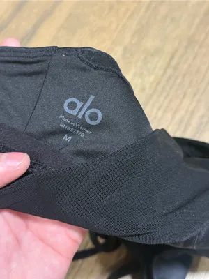 Alo Yoga Lavish Bra Glossy Black Mesh:Size Medium thumbnail 7