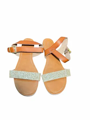 Mossimo Supply Co Gold Glitter Brown Ankle Strap Sandals Size 11 thumbnail 3