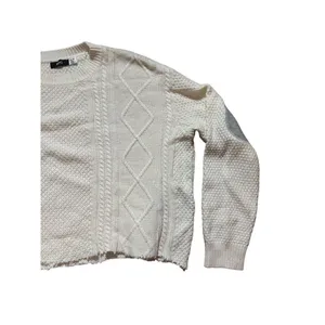 BDG ivory twist cable chunky knit‎ sweater with elbow patch sz XS thumbnail 5
