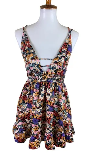 Urban Outfitters M Floral Mini Dress Ruffle Hem Cottagecore Festival Boho Y2K thumbnail 1