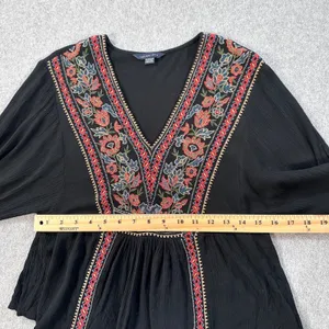 American Eagle Peasant V-Neck Top Size X-Small Embroidered Gauzy Balloon Sleeve thumbnail 4