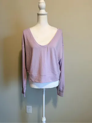 NWT Lululemon becalm Scoop-neck relaxed fit pullover lilac play size small thumbnail 6