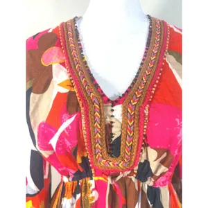 Kaktus Floral Mini Dress Womens Small Multicolor Excellent‎ Embroidered Boho thumbnail 6