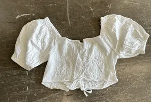 Roxy Flirty Walk Puff Sleeve White Crop Top thumbnail 4
