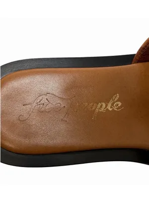 Free People Wren Leather Slide Sandals Tan Square Toe Size 7 thumbnail 7