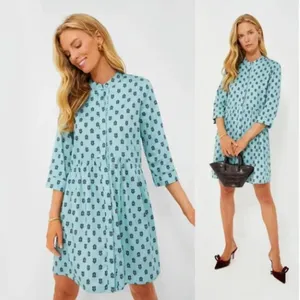 Tuckernuck Slate Blue Half Drop Royal Shirt Dress Size Large thumbnail 2