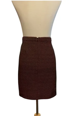 LOFT Pink & Black Polka Dot Mini Pencil Skirt - Size 10 thumbnail 1