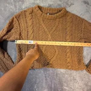Free People Cutting Edge Cable Knit Pullover Sweater Camel Crop Cotton Size Smal thumbnail 6