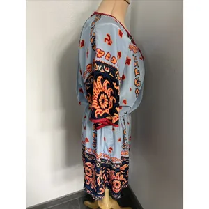 Plenty by Tracy Reese Silk Boho Paisley Mini Dress Blue Orange Tassel Size‎ M thumbnail 3