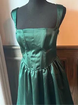wild fable Dark Green Square-Neck Fit & Flare Mini Dress medium thumbnail 3